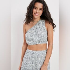 BNWT 100% Cotton Floral One-Shoulder Crop Top